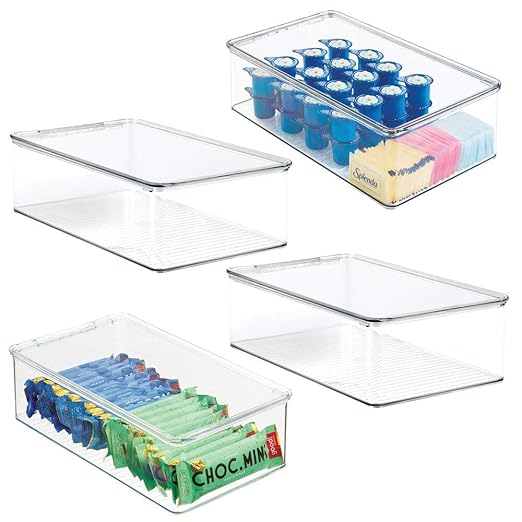 mDesign Juego de 4 Cajas organizadoras de plástico para Nevera ...