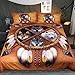 Sleepwish Wolves Dreamcatcher Bedding Duvet Cover Set Queen Size Vintage Feather Indian Wolf Comforter Cover (Queen, Gold Brown)
