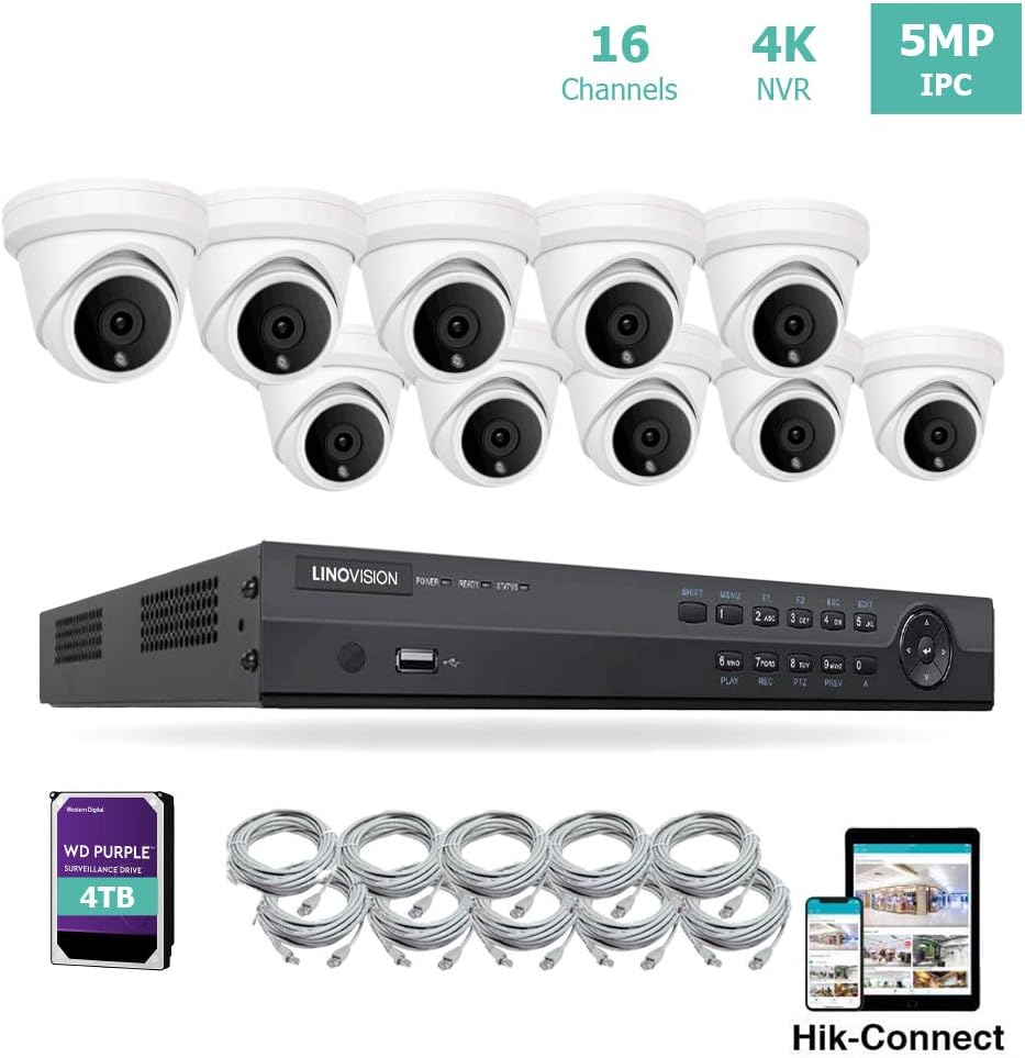 LINOVISION 16 Channel 4K IP PoE Security Camera System