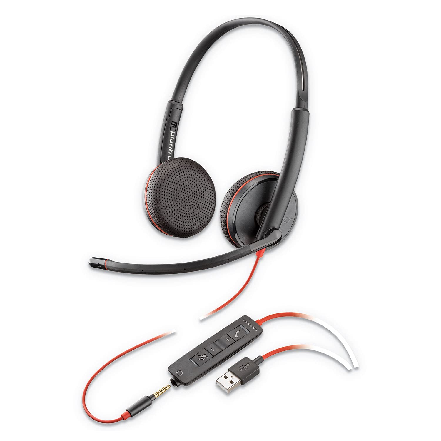 Plantronics Blackwire C3225 USB Stereo Headset, Black