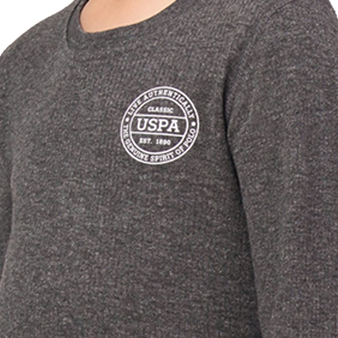 U.S. POLO ASSN.. Men's IKWA Boys Tri Blend Crew Neck Thermal T-Shirt(IKWA-PL_Anthra_8-10 Y) 2