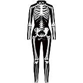 Sister Amy Women's Halloween Skull skeleton-1 Bodysuit Skinny Stretch Costume