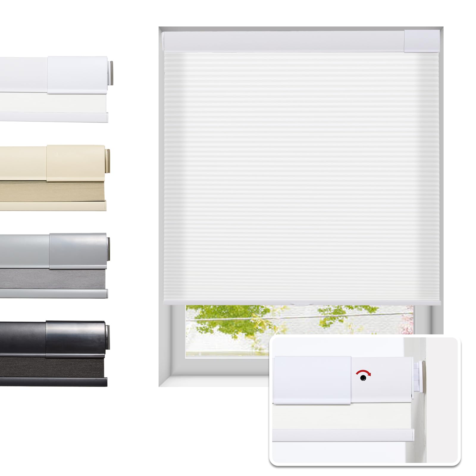 Photo 1 of Tonature No Drill Cellular Shades for Indoor Windows, Thermal Insulating & Noise Reducing Honeycomb Blinds, Cordless Free Stop Blinds Light Filtering, White,71" W x 64" H