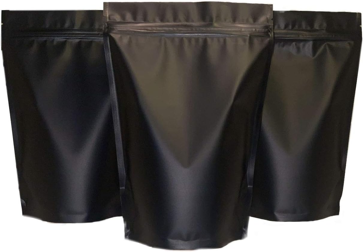 125 Large Resealable Smell Proof Bags - Matte Black Ziplock Mylar Bags 6x9 inch Airtight Pouches - Packaging Bags with Aluminum Insides - by FRUITFUL DESIGN