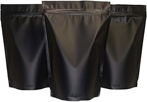 125 Large Resealable Smell Proof Bags - Matte Black Ziplock Mylar Bags 6x9 inch Airtight Pouches - Packaging Bags with Aluminum Insides - by FRUITFUL DESIGN