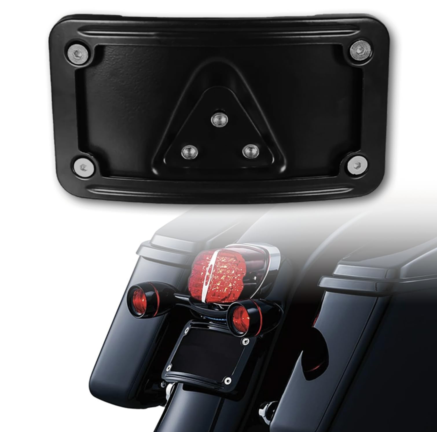 Photo 1 of Curved Laydown License Plate Mount with Frame Harley Davidson License Plate Mount Truck Bracket 3-Hole Relocation kit OEM# 3148