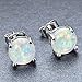 Adeser Jewelry Girls 925 Sterling Silver Earrings White Opal Studs for Womens Gift Lab Stone Silver Stud Earrings for Girls Ball Earrings (Round Opal)