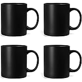 harebe 11 OZ Classic Coffee Mugs Set of 4, Family Ceramic Cup for Coffee, Tea, Cocoa and Mulled Drinks, Matte Black