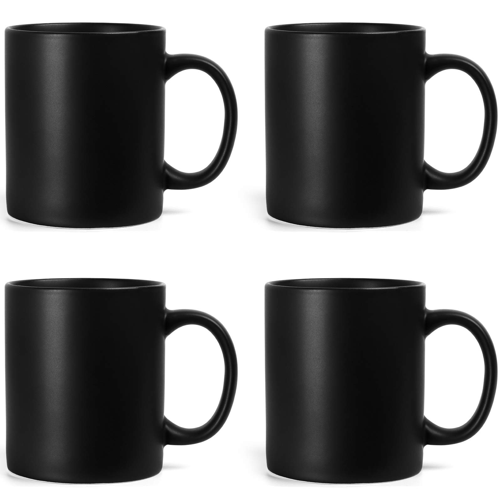 SHOWFULL 12 OZ Coffee Mugs, Family Ceramic Cup for Coffee, Cocoa and Mulled Drinks, Classic Mugs Set of 4, Matte Black