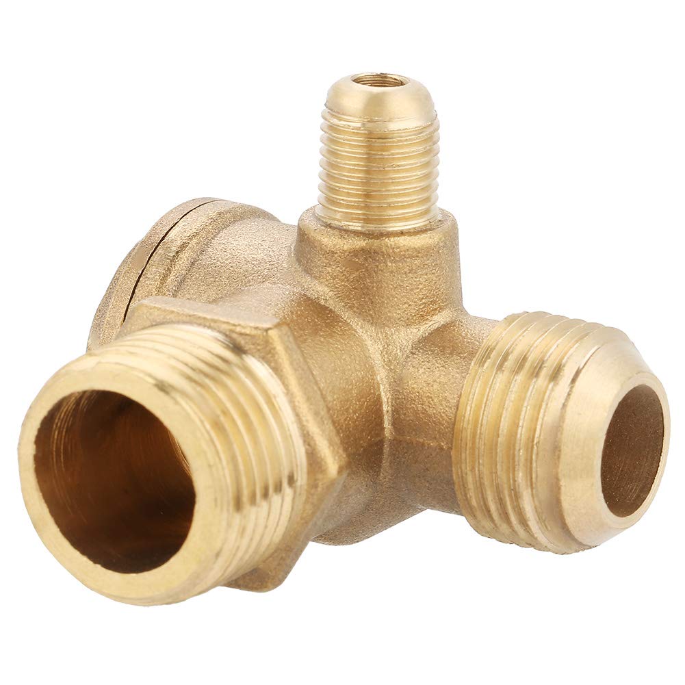 Air Compressor Check Valve 3-Way Male Threaded 90 Degree Brass Non-Return Valve for Air Compressor Spare Parts Tube Connector Tool 20x19x10mm