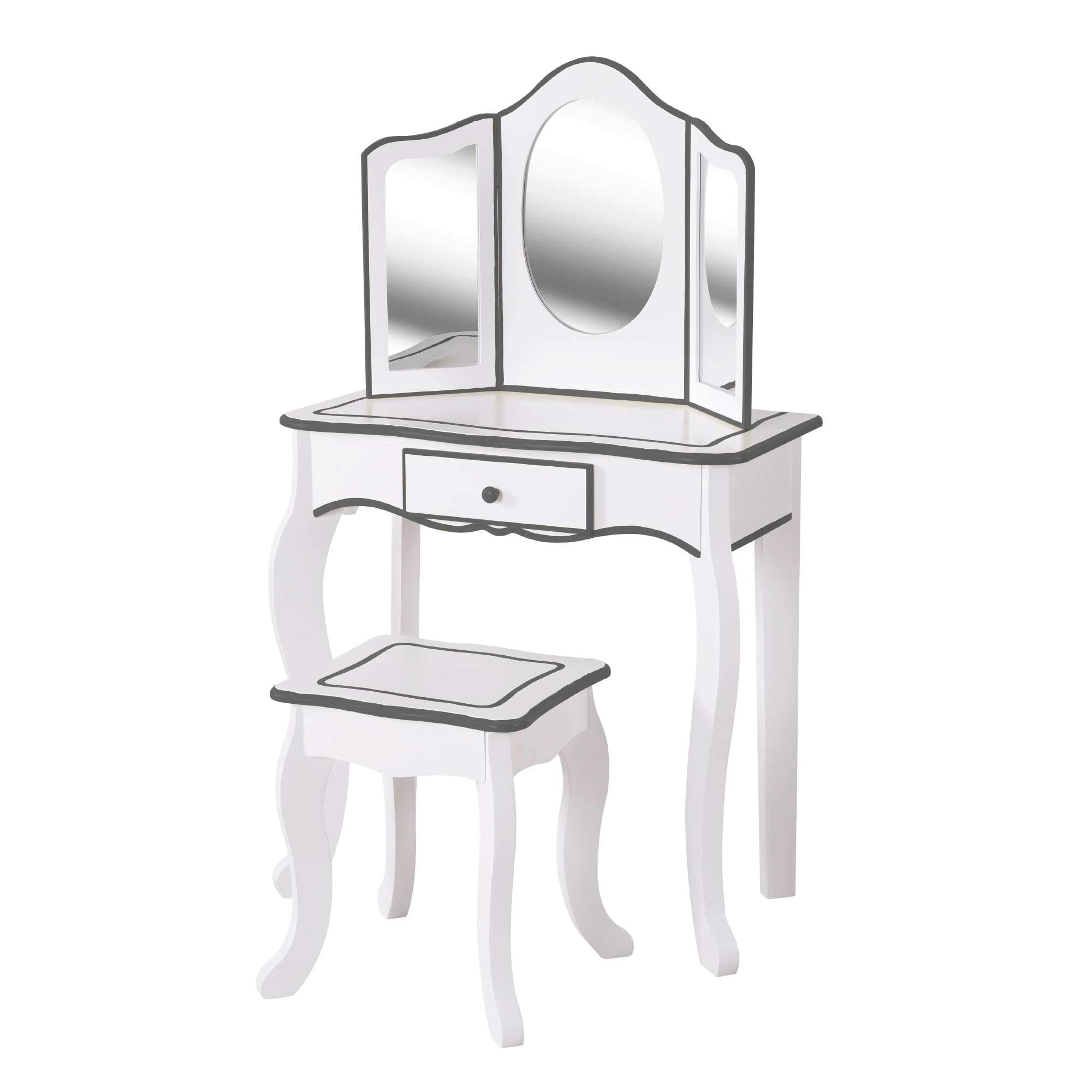WOOMAX Girl's Modern Wood Dressing Table with Stool, Grey, 63 x 29 x 100 cm
