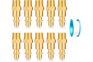 YELUN 1/4" NPT Brass male Air Hose Quick Connect Adapter,Industrial Solid Brass Plug Kit,Air Compressor Fittings (Male Plug Kit 10 Piece)