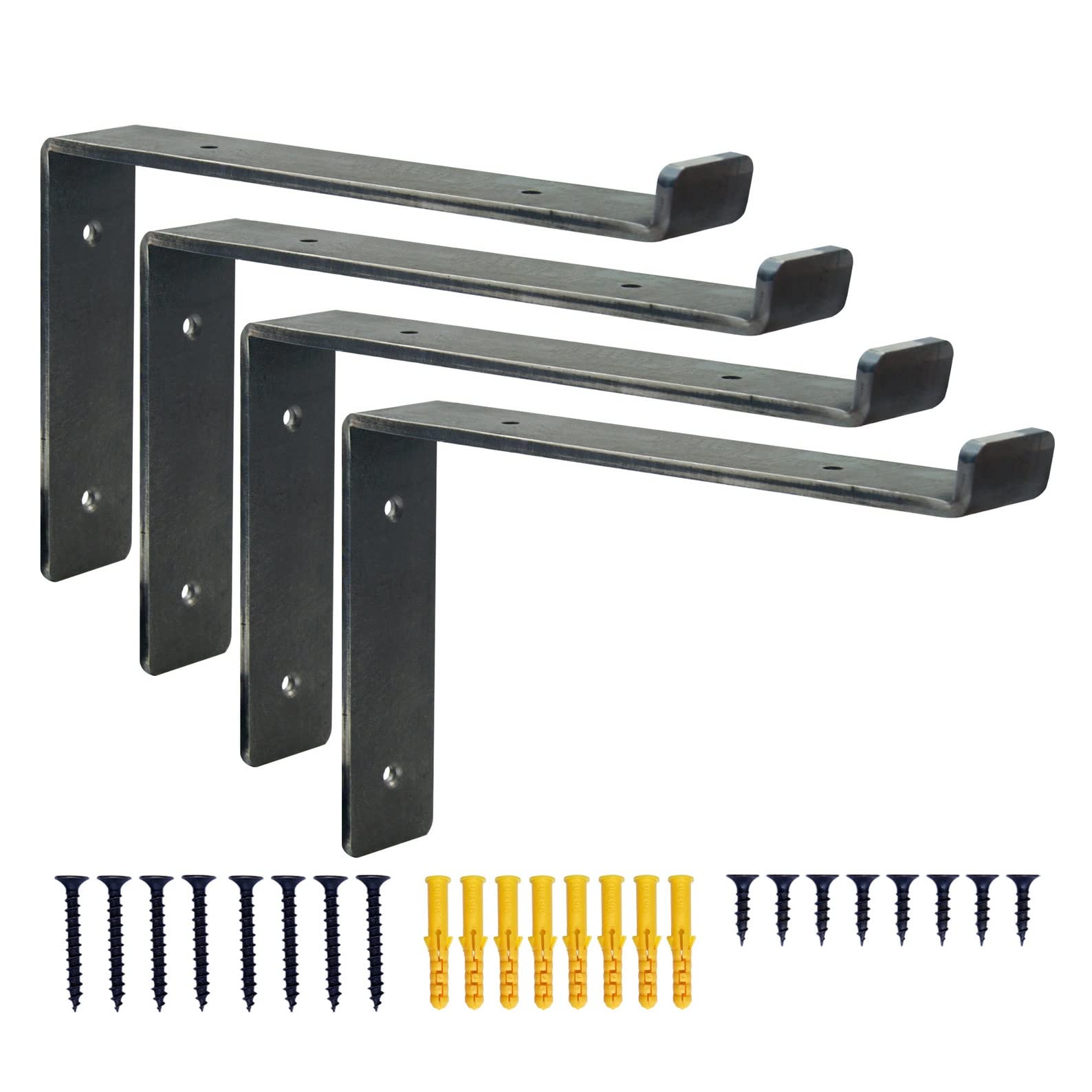 4 x Heavy Duty Scaffold Shelf Brackets 225mm - Industrial Style for 9 Inch Boards - Made from 5mm Steel - Ideal DIY Storage Solution for Living Room, Kitchen, Office, Garage