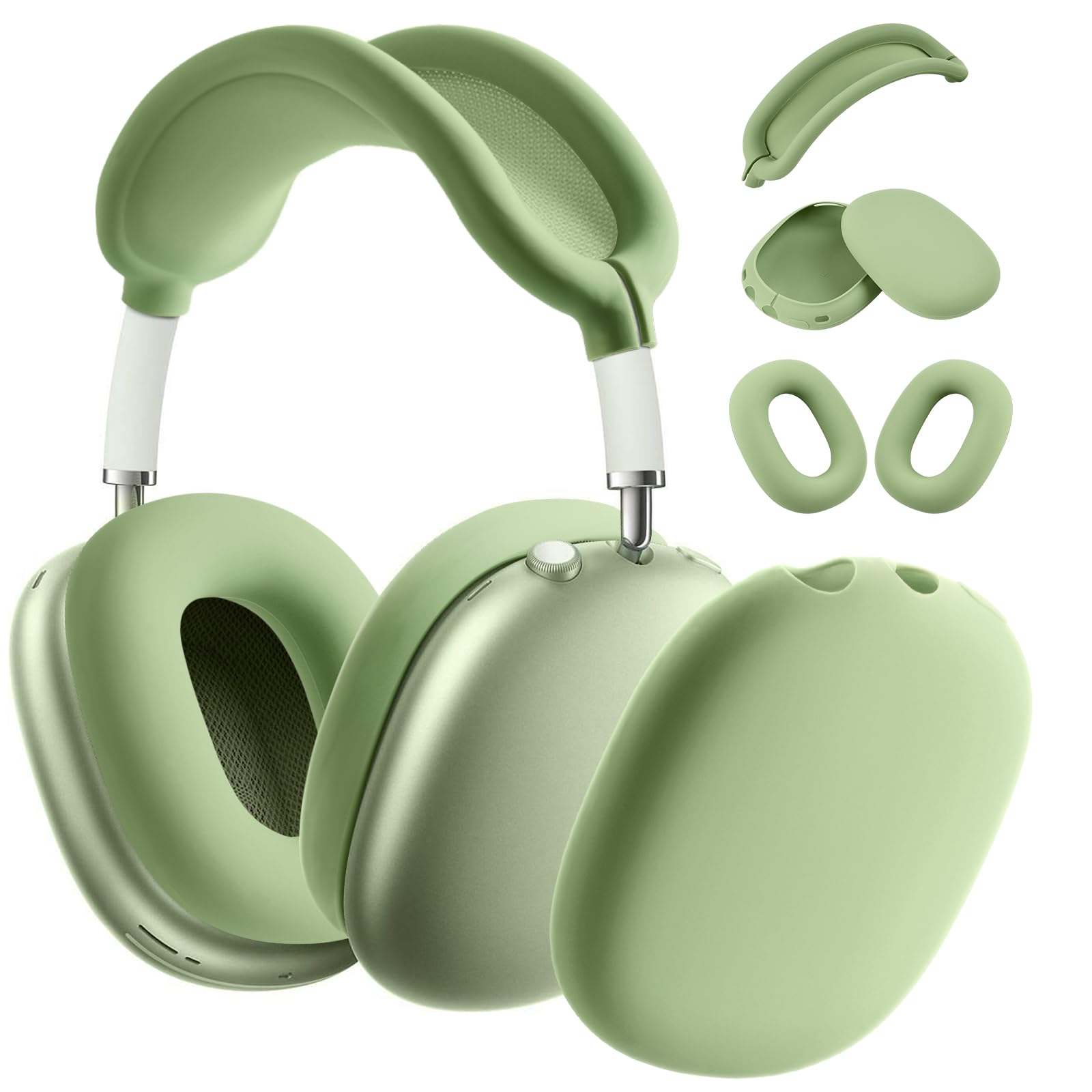 Ainiv Silicone Case Covers for AirPods Max, Ear Pad Case Cover Ear Cups Cover, Headband Cover for AirPod Headphones, Anti-Scratch Accessories Soft Silicone Protector for Apple AirPods Max-Green — image 1