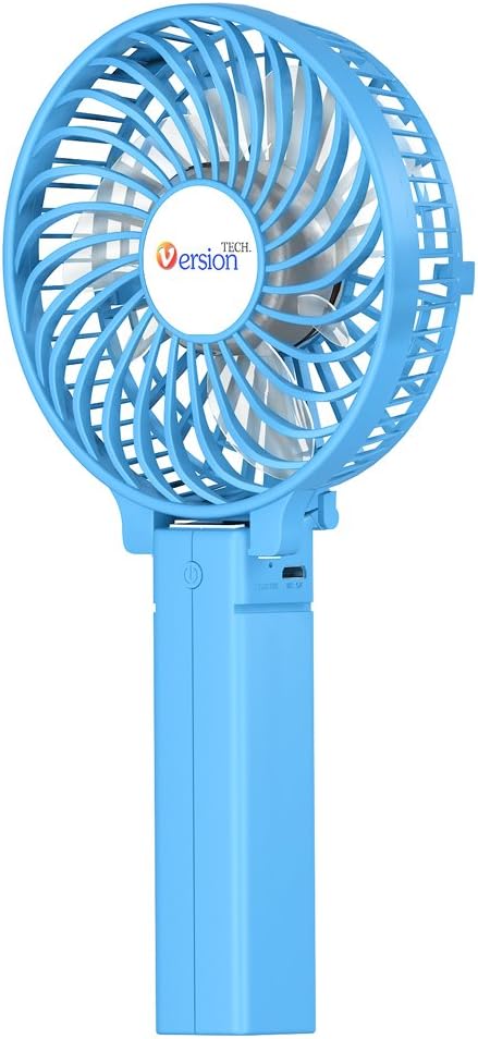 Mini Handheld Fan, VersionTech Foldable Personal Portable Desk Desktop Table Cooling Fan with USB Rechargeable Battery Operated Electric Fan for Office Room Outdoor Household Traveling (3 Speed, Blue)