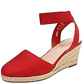DREAM PAIRS Women's Elastic Ankle Strap Espadrilles Wedge Sandals