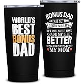 Cwutoba Bonus Dad Gifts, Step Dad Christmas Birthday Gifts, Stepdad Gift from Daughter, Best Bonus Dads Ever 20oz Tumbler, Stepped Up Dads Gift from Son