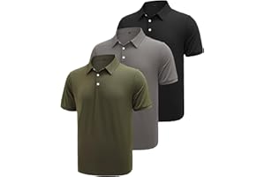 KUYIGO 3 Pack Mens Polo Shirts Short Sleeve Moisture Wicking Quick Dry Performance Summer Casual Athletic Golf Shirt