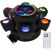 XPCLEOYZ Moving Head DJ Lights 150W RGBW 4-in-1 LED 6 Arm Disco Stage Light | Mixed Lighting Effects, DMX-512 &amp; Sound Activated &amp; Remote Control, Party Lights for Bar, Wedding, Disco, Club, Events