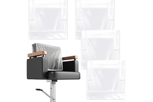 Hoolerry 4 Pcs White Edge Salon Chair Cover Clear Plastic Square Hairdressing Back Protectors for Fits Most Standard Back Reinforced Precision Stitched Covers to Prevent Damage Spa/Salon Chairs