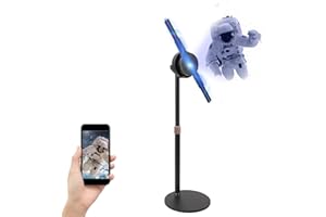 VBESTLIFE 3D Holographic Fan, 256 LED Lights HD Hologram Fan Projector Advertising Displaying with Desktop Stand, APP Control, Built in 16GB, for for Android, for iOS