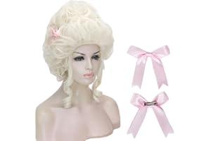 Aicos Ladies 18th Century White Blonde Curly Costume Wig Updo Halloween Cosplay Wig Adult Women, Victorian Dress Costume Wig