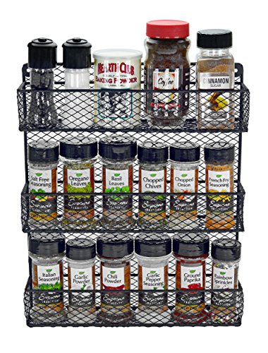 Southern Homewares SH-10208 Wall Mount Spice Kitchen Storage Shelf Holder 3 Tier Includes 2 Racks, Black