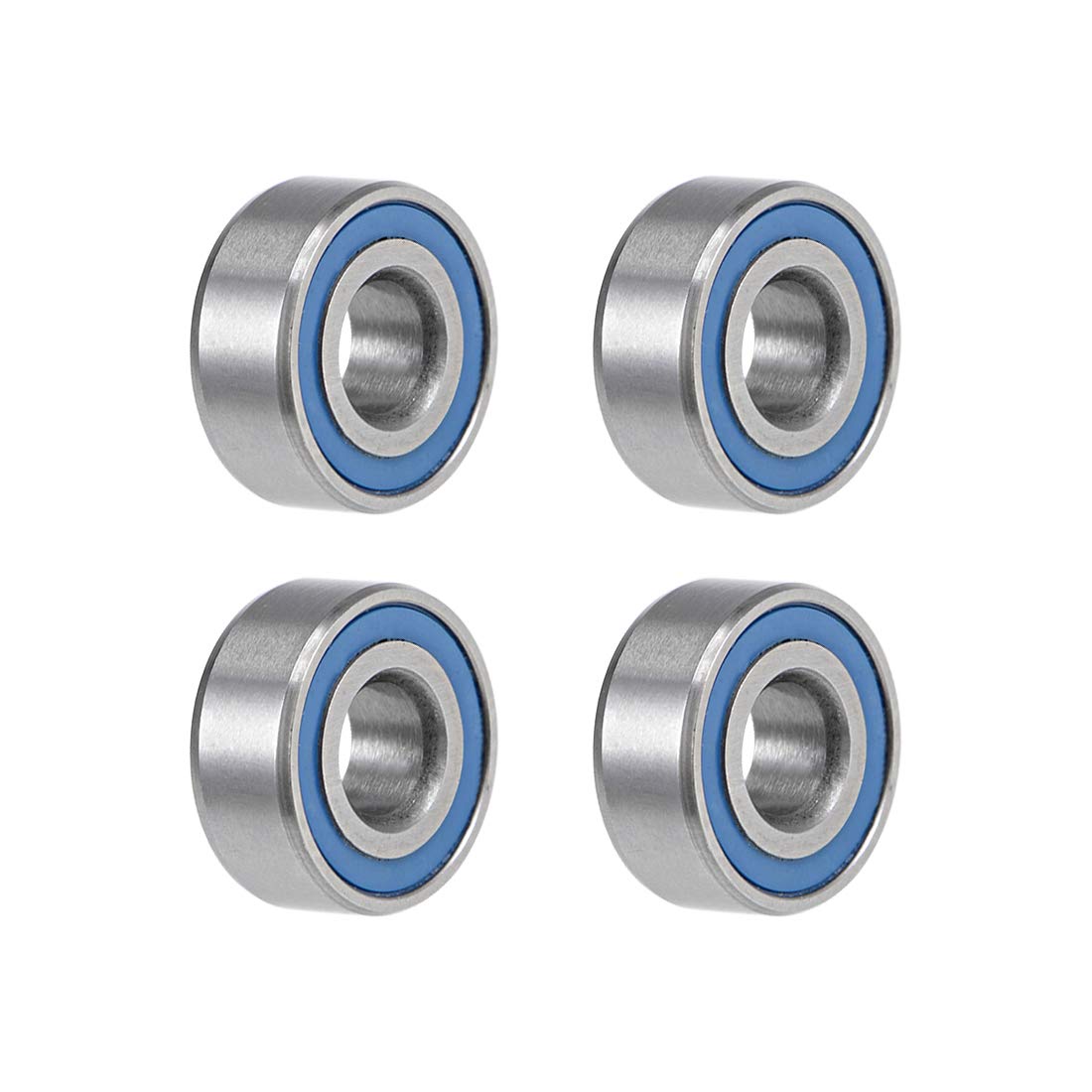 sourcing map MR104-2RS Deep Groove Ball Bearings 4mm Inner Dia 10mm OD 4mm Bore Double Sealed Chrome Steel Blue Seal Z2 4pcs