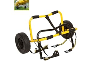 Suspenz Kayak Canoe Trailer Cart, Heavy Duty Kayak Transport Dolly with Airless Wheels, Yellow, 22-6699