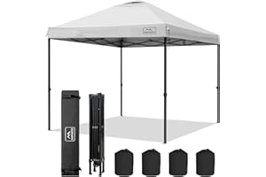 KAMPKEEPER Canopy Tent,Outdoor Canopy,10x10 Pop Up Canopy Tent for Commercial Garden Wedding Camping Party,3 Adjustable Height with Ropes and 4 Stakes (White)