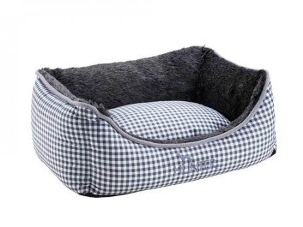 HUNTER Astana Dog Sofa with Plush, 60 x 45 cm, Grey Checked