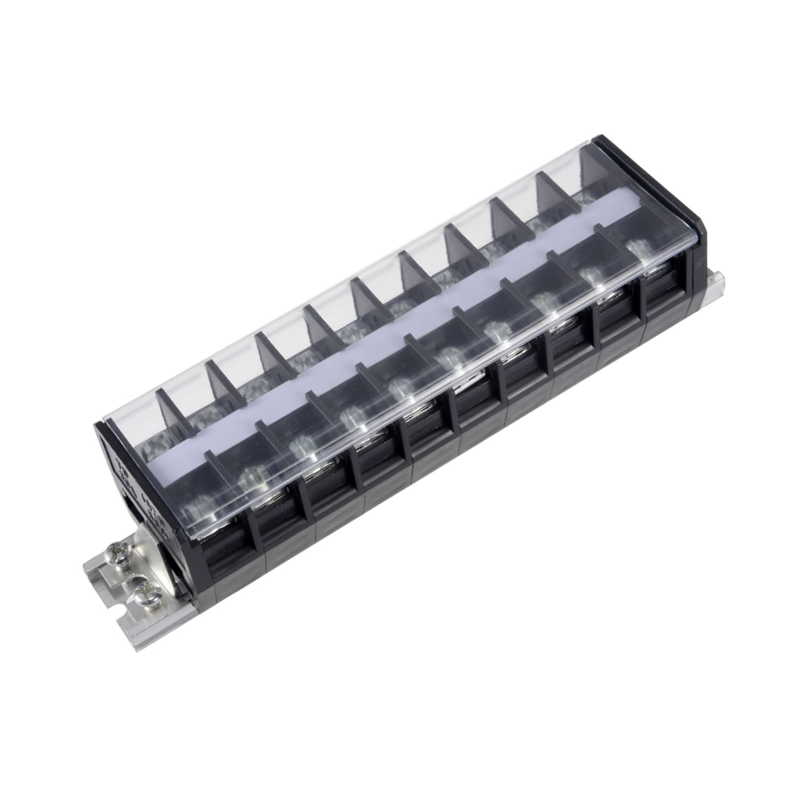 Rebower 10 Positions Dual Rows 600V 30A Terminal Strip Blocks Barrier Screws (with Cover), [for Wires Connecting, Electronic Circuits] - 1 Pack/Black