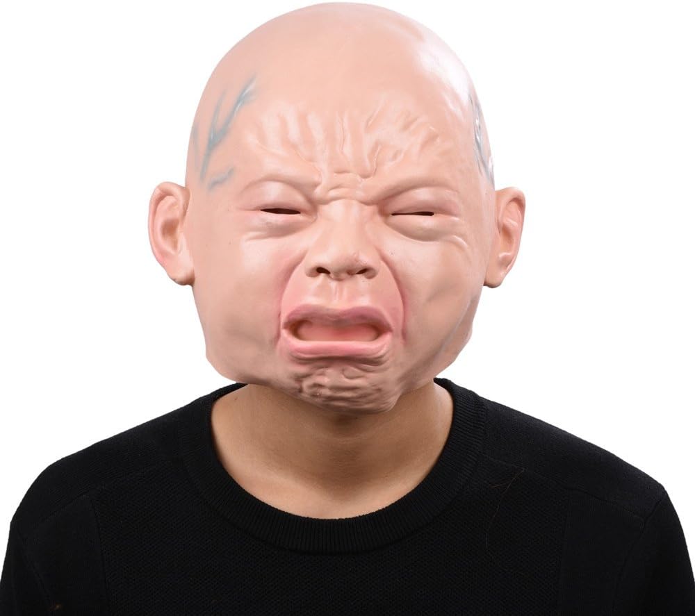 PARTYSTORY Cry Face Mask Latex Full Head Mask Novelty Rubber Costume Masks