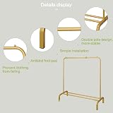 JIUYOTREE 110cm Metal Garment Rack with Bottom Shoe Shelf Gold view 7