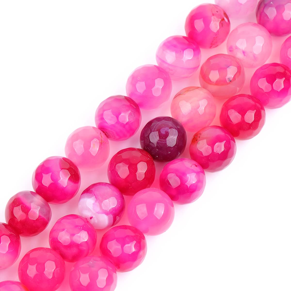 Sweet & Happy Girl's Store 10mm Round Faceted Gemstone Plum Agate Beads Strand 15 Inch Jewellery Making Beads