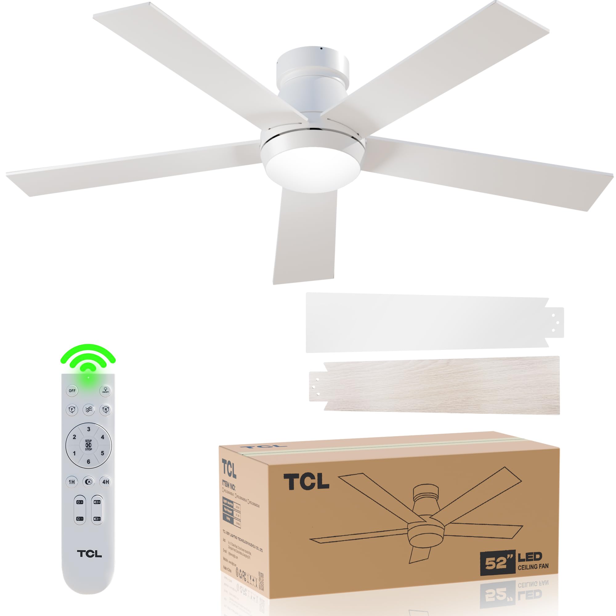 TCL 52" White Ceiling Fan with Light and