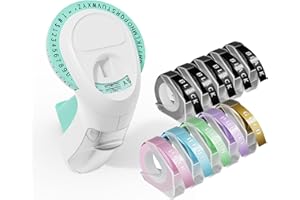 VolenGo Embossing Label Maker Machine, Retro Label Maker with Tapes, 10 Rolls 0.35inch 3D Plastic Embossed Label Tapes, Lightweight Portable Embosser, Old School & Easy to use