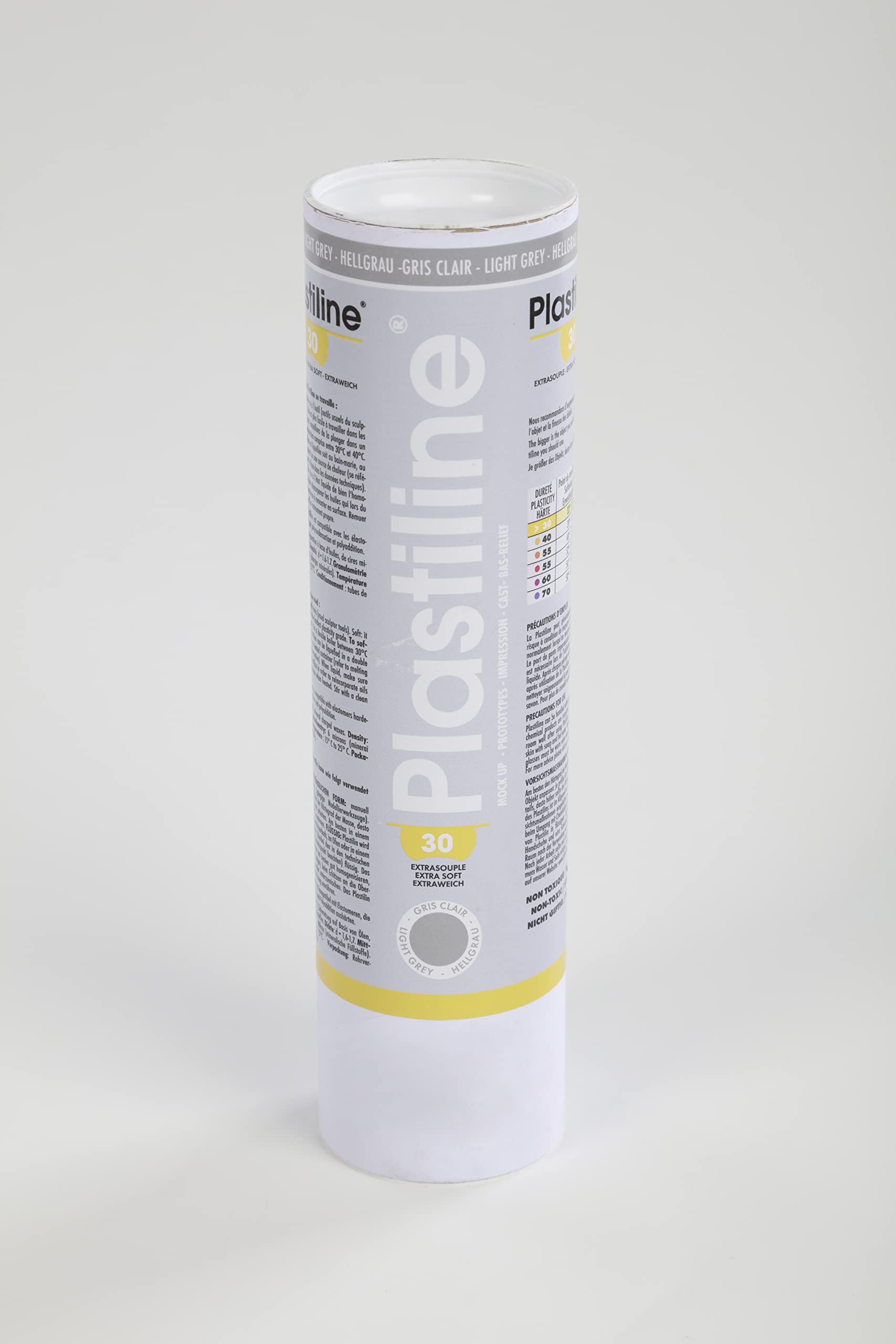 Plastiline 1630T - Plastiline tube - Modelling Paste, High Precision - Modelling, Sculpting, Moulding - Hardness 30 - 1 kg - light grey - Made in France — image 1