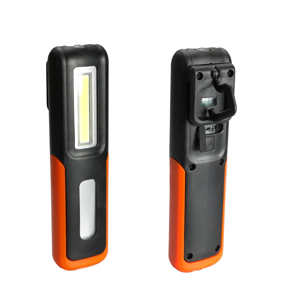 Three trees LED Cordless Work Light COB Rechargeable Portable Hand Held Work Lamp With Hanging Hook, Magnetic Holders, 1200mAh Charging, Multifunction Flashlight (orange)
