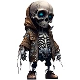 Atlodas Skeleton Statue - Gothic Halloween Skull Figurine - Resin Skull Car Ornament - Mini Punk Decor - Horror Props for Truck Desk Halloween Decor (D)
