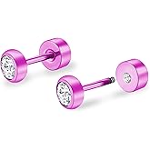 ZDE Titanium Women Flatback Earrings for Women Crystal Gold Stud Earrings Flat Back Earrings Hypoallergenic Cartilage Earring Helix Tragus Conch Piercing 3mm-5mm