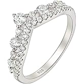 Wuziwen Vintage Crown Eternity Ring Wedding Bands for Women 925 Sterling Silver Cubic Zirconia