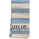 OHSUL Inspirational Lake Themed Anchor Vintage Kitchen Towels Dish Towels Dishcloth,Lake House Hand Towel Tea Towel for Bathroom Kitchen Decor,Lake Lovers Gifts,Lake Themed Gifts,Boat Owners Gifts