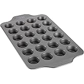 All-Clad Mini Muffin Pan 24 Cups, Pro-Relelase Nonstick Bakeware Mini Cupcake Pans for Baking Bite-Size Muffins, Scones, & Egg Bites, Durable Ceramic-Reinforced Non stick Coating Baking Tray, Grey