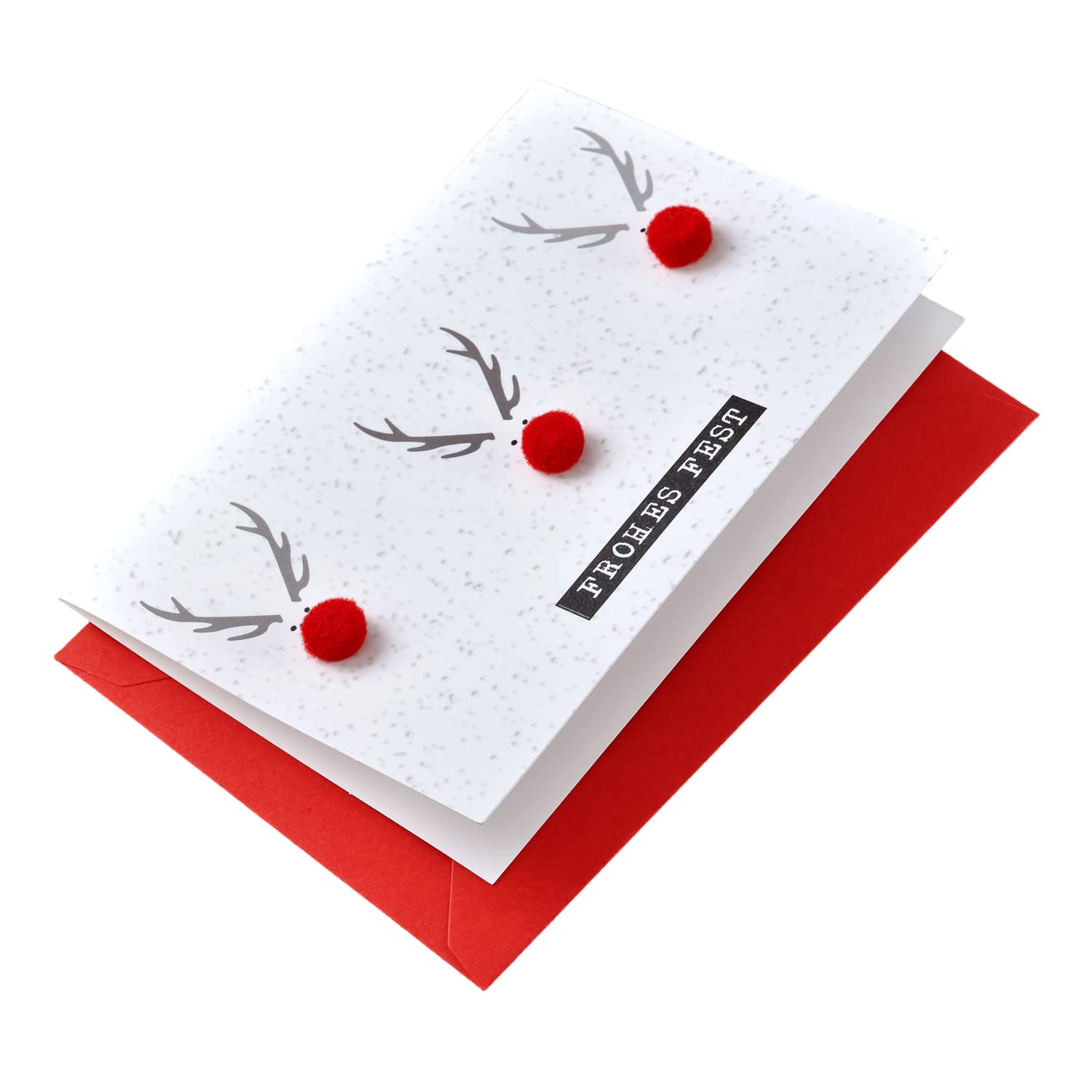 Lifestyle Christmas Card - Moose Pompoms 11.6 x 16.6 cm