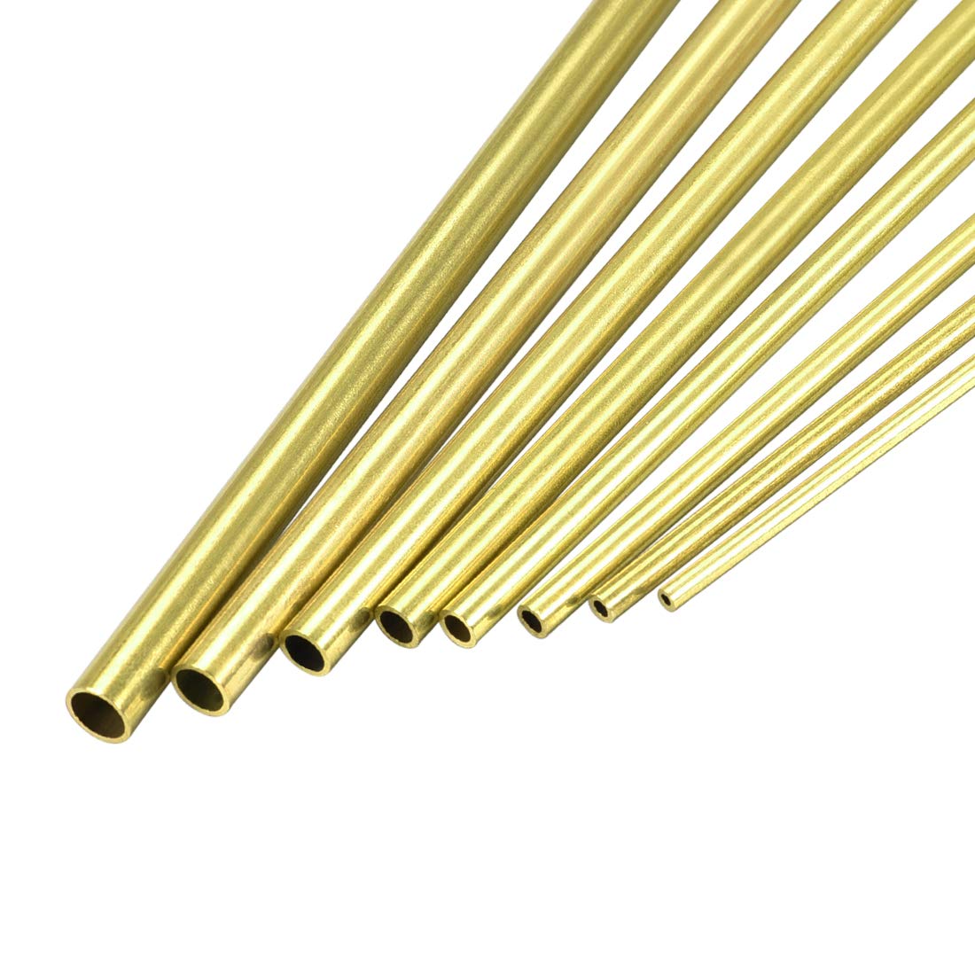 sourcing map Brass Tube, 2mm 2.5mm 3mm 3.5mm 4mm 4.5mm 5mm 5.5mm OD x 0.5mm Wall Thickness 300mm Length Seamless Round Pipe Tubing, Pack of 8