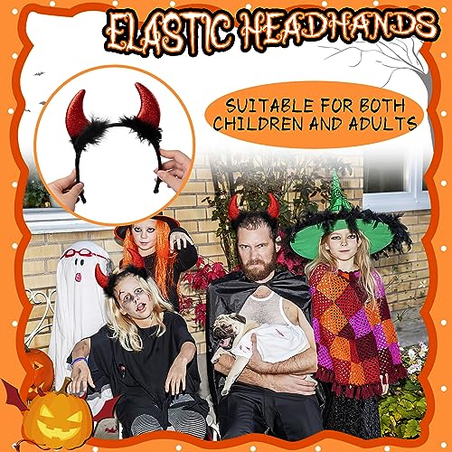 FUTUREPLUSX 2PCS Devil Horns Headbands, Halloween Devil Horns Sparkly Glitter Devil Ears Hair Hoop Halloween Party Cosplay Costume Devil Accessories