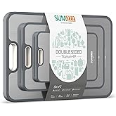 Titanium Cutting Board, Double Sided Food Grade Pure Titanium/PP, Cutting Board for Kitchen, Easy to Clean Large Size [18&rdquo;*12.5&rdquo;+15.5&rdquo;*10.5&rdquo;+12&rdquo;*8.5&rdquo;]