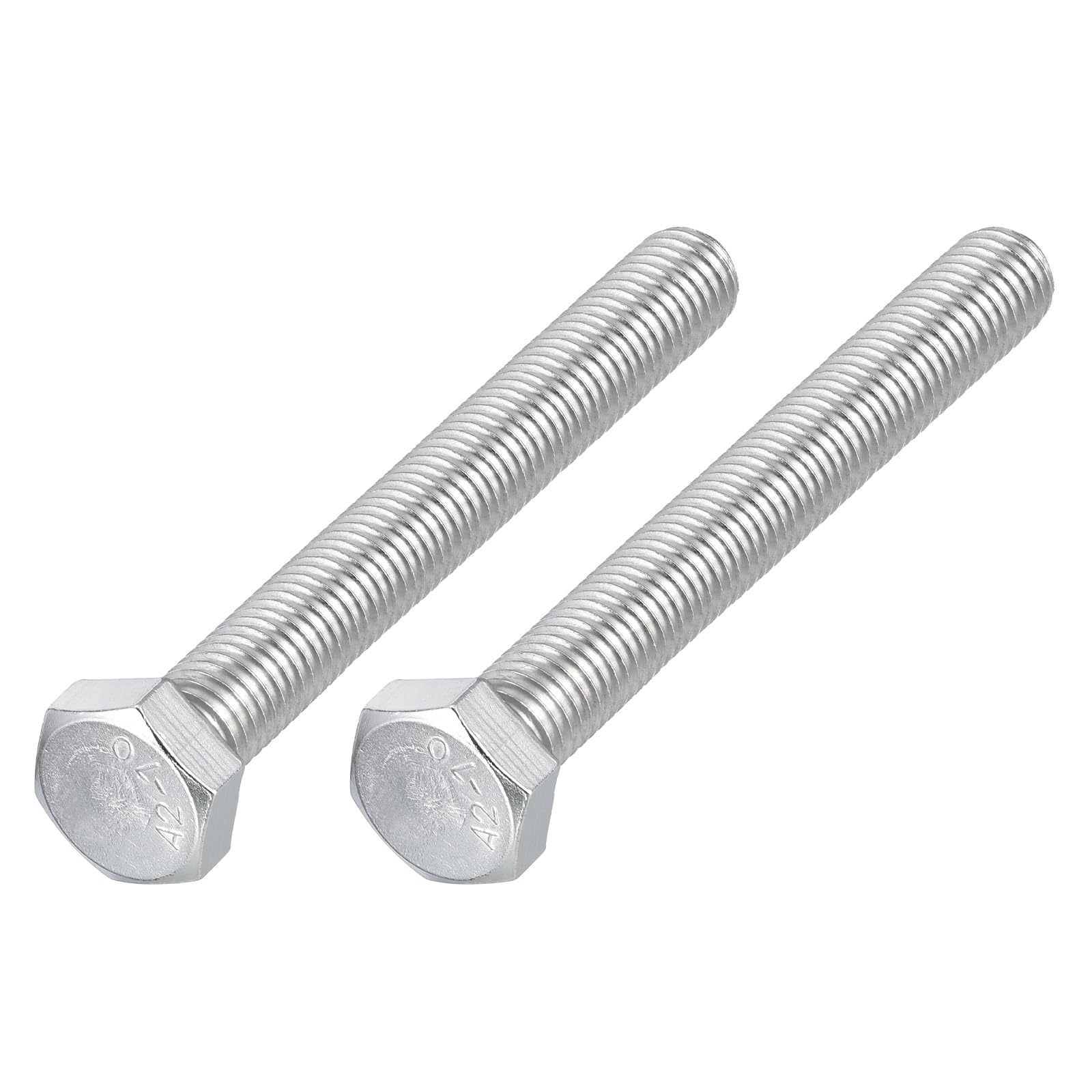 METALLIXITY Hex Bolts (M12-1.75x100mm) 2Pcs, 304 Stainless Steel Coarse Fully Threaded Hex Head Screw Bolt Machine Screws - for Furniture Repair, Silver