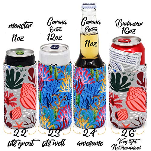 Neoprene Slim Ocean Beer Can Cooler Stubby Foldable Stubby Holders Beer